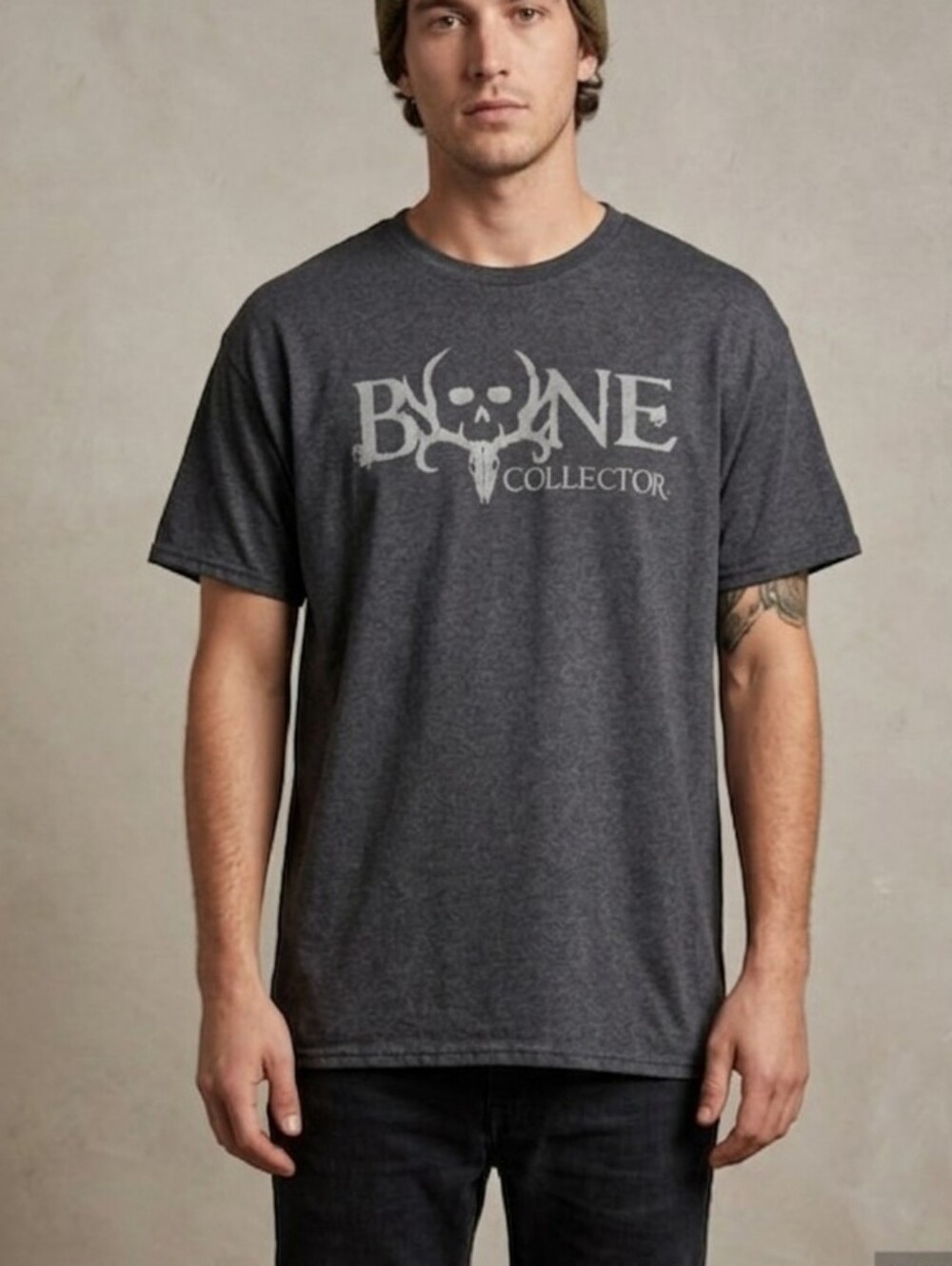 Bone Collector Men’s Gray T-Shirt Size 2XL Grunge Halloween Skater Skull